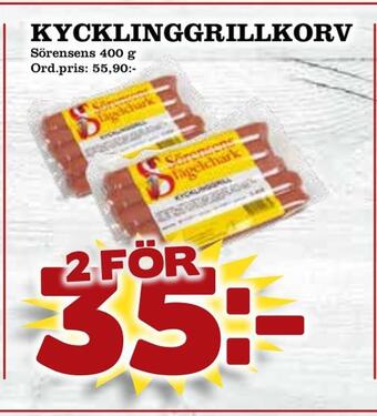 Supergrossen Kycklinggrillkorv erbjuda