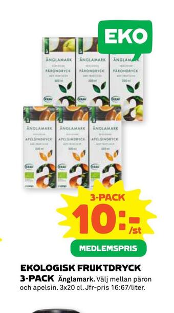 Coop Ekologisk fruktdryck 3-pack erbjuda