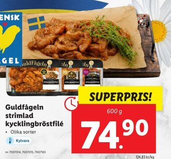 Lidl Guldfågeln strimlad kycklingbröstfilé erbjuda