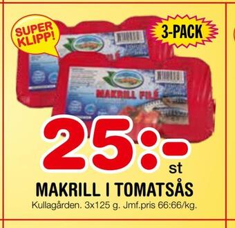 Nya Pulsen Makrill i tomatsås erbjuda