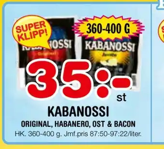 Nya Pulsen Kabanossi original, habanero, ost & bacon erbjuda