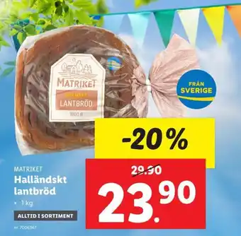 Lidl MATRIKET Halländskt lantbröd erbjuda