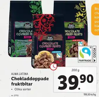 Lidl ALMA LATINA Chokladdoppade fruktbitar erbjuda