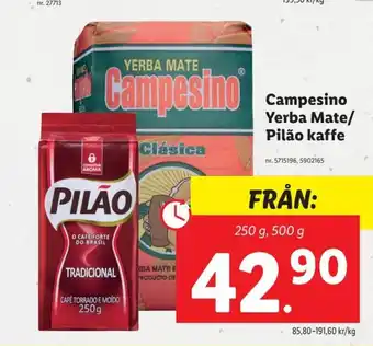 Lidl Campesino Yerba Mate/ Pilão kaffe erbjuda