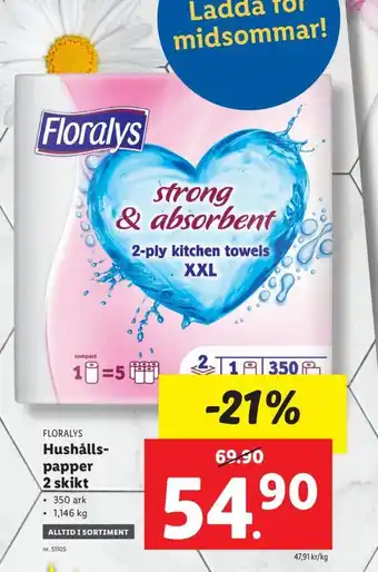Lidl FLORALYS Hushålls-papper 2 skikt erbjuda