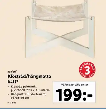zoofari Klösträd/hängmatta katt*