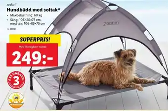 Lidl Zoofari Hundbädd med soltak* erbjuda