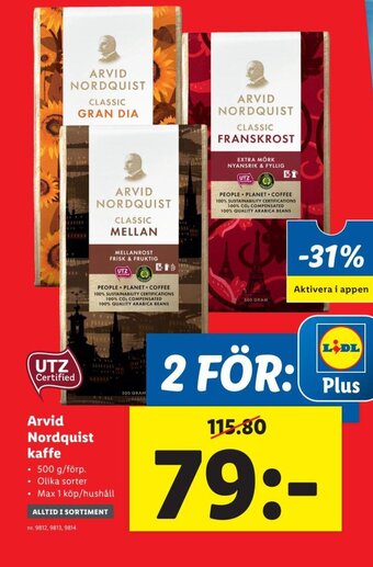 Lidl Arvid Nordquist kaffe erbjuda
