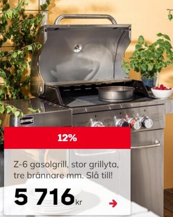 Byggmax Z-6 gasolgrill, stor grillyta, tre brännare mm. Slå till! erbjuda