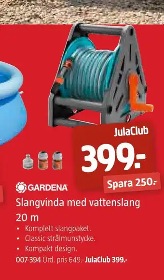 Jula Slangvinda med vattenslang 20 m erbjuda