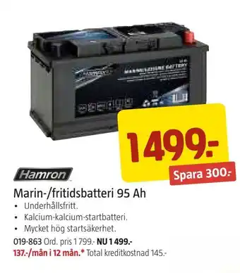 Marin-/fritidsbatteri 95 ah
