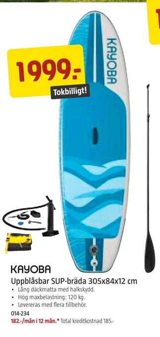 Jula Uppblåsbar sup-bräda 305x84x12 cm erbjuda