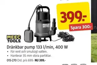 Jula Dränkbar pump 133 l/min, 400 w erbjuda