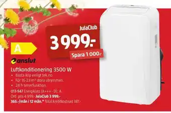 Jula Luftkonditionering 3500 w erbjuda