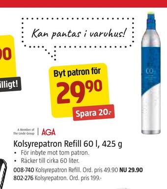 Kolsyrepatron refill 60 l, 425 g