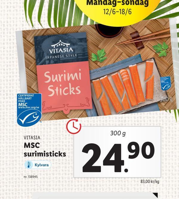 Msc surimisticks erbjudande hos Lidl