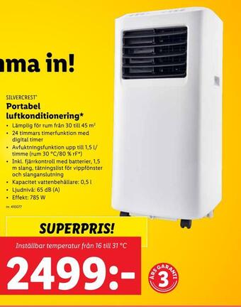Lidl Portabel luftkonditionering erbjuda