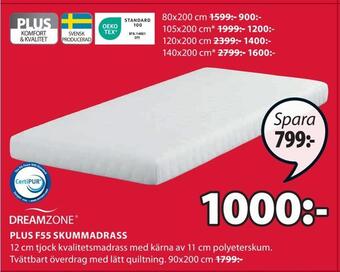 JYSK Plus f55 skummadrass erbjuda