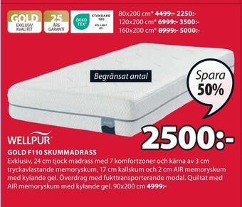 JYSK Gold f110 skummadrass erbjuda