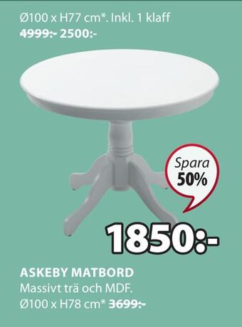 JYSK Askeby matbord erbjuda