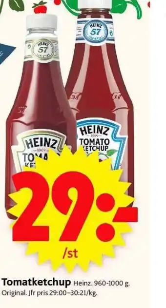 ICA Supermarket Tomatketchup Heinz. 960-1000 g erbjuda