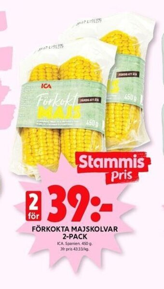 ICA Kvantum FÖRKOKTA MAJSKOLVAR 2-PACK erbjuda