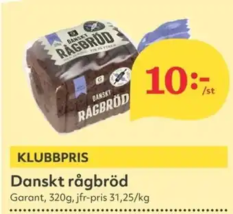 Hemköp Danskt rågbröd Garant, 320g, erbjuda