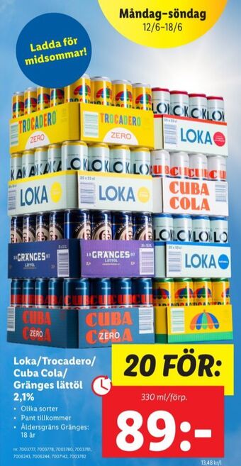 Lidl Trocadero läskedryck erbjuda