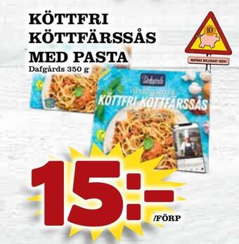 Matdax Köttfri köttfärssås med pasta erbjuda