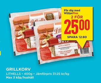 Willys Hemma Grillkorv erbjuda