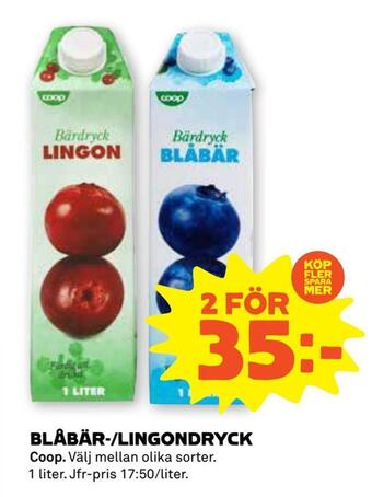 Stora Coop Blåbär-/lingondryck erbjuda