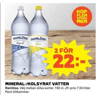 Coop Extra Mineral-/kolsyrat vatten erbjuda