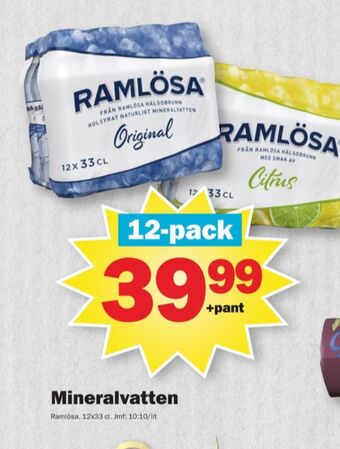 Pekås Ramlösa mineralvatten erbjuda