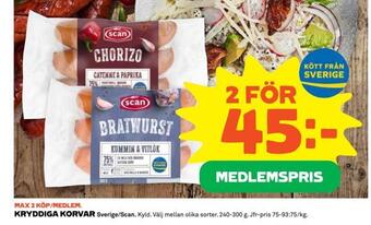 Coop Extra Kryddiga korvar erbjuda