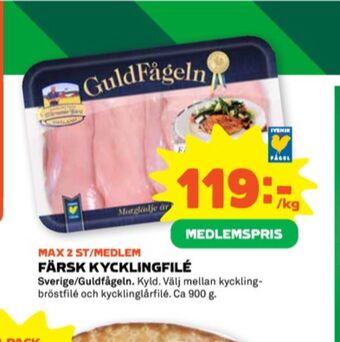 Stora Coop Guldfågeln kycklingbröstfilé erbjuda