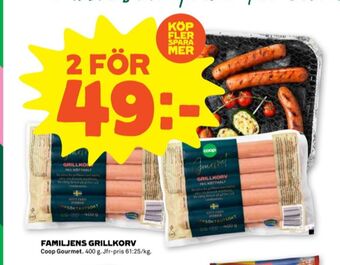Stora Coop Coop gourmet grillkorv erbjuda