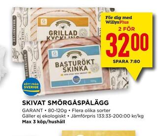 Willys Skivat smörgåspålägg erbjuda