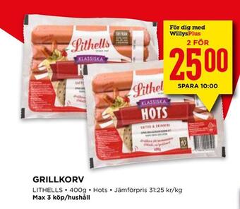 Willys Grillkorv erbjuda