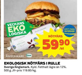 Coop Daglivs Ekologisk nötfärs i rulle erbjuda