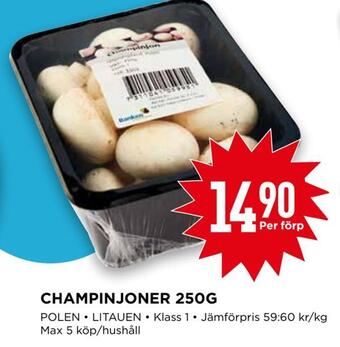 Willys Champinjoner 250g erbjuda