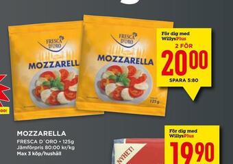 Willys Mozzarella erbjuda