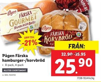 Lidl Pågen Färska hamburger-/korvbröd erbjuda