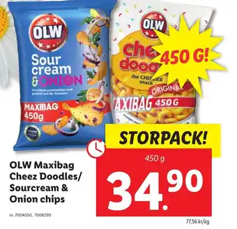 Lidl OLW Maxibag Cheez Doodles/ Sourcream & Onion chips erbjuda
