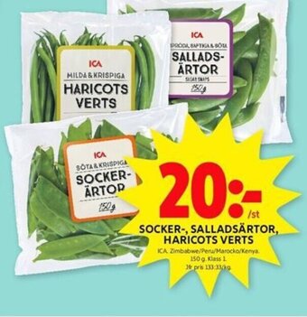 ICA Kvantum SOCKER-, SALLADSÄRTOR, HARICOTS VERTS erbjuda