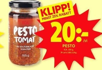 ICA Kvantum PESTO erbjuda