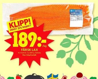 ICA Kvantum FÄRSK LAX erbjuda