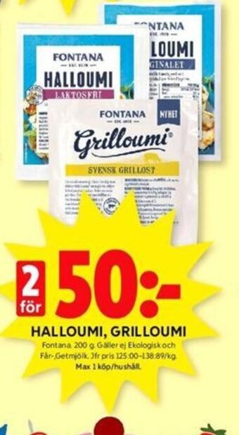 ICA Kvantum HALLOUMI, GRILLOUMI Fontana erbjuda