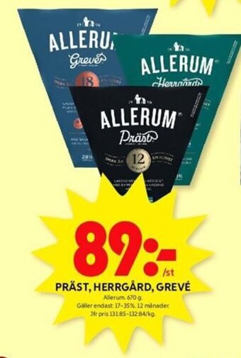 ICA Kvantum PRÄST, HERRGÅRD, GREVÉ Allerum, 670 g erbjuda