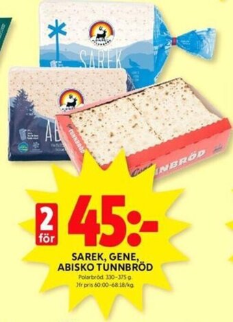 SAREK, GENE, ABISKO TUNNBRÖD