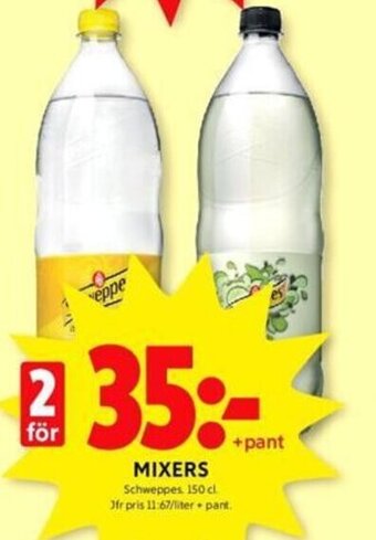 ICA Kvantum MIXERS Schweppes 150 cl. erbjuda